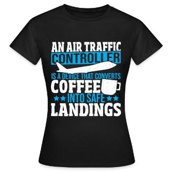 Costume de contrôleur de la circulation aérienne de piste d’aviation de piste de trafic aérien - T-shirt Femme - noir - Devant - AI Model Female 172 dark (172cm)