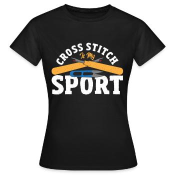 Kreuzstich Liebhaber Stickerei Crafty Mom - Frauen T-Shirt - Schwarz - Vorne - AI Model Female 172 dark (172cm)