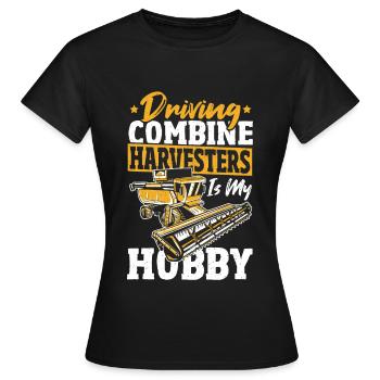 Farm Vehicle Gathering Combine Combine Harvester - Women's T-Shirt - black - Front - AI Model Female 172 dark (172cm)