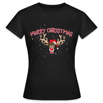 Merry Christmas Rennier Rudolf - T-shirt Femme - noir - Devant - AI Model Female 172 dark (172cm)