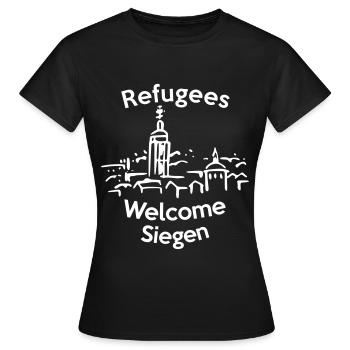Refugees Welcome Siegen - Frauen T-Shirt - Schwarz - Vorne - AI Model Female 172 dark (172cm)