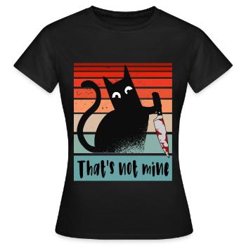 Ce n’est pas le mien, Chat innocent avec couteau - T-shirt Femme - noir - Devant - AI Model Female 172 dark (172cm)