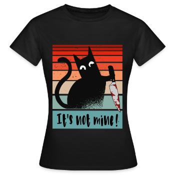 Ce n’est pas le mien, chat innocent avec un couteau - T-shirt Femme - noir - Devant - AI Model Female 172 dark (172cm)