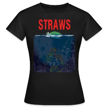 Strohhälme Umweltverschmutzung Plastik im Meer - Frauen T-Shirt - Schwarz - Vorne - AI Model Female 172 dark (172cm)