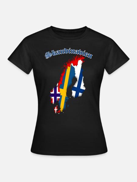 Skandinavien- Landkarte Umriss Flagge - Frauen T-Shirt - Schwarz