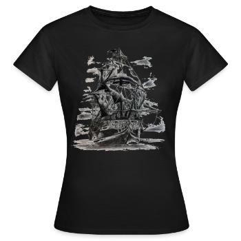 Bateau pirate - T-shirt Femme - noir - Devant - AI Model Female 172 dark (172cm)