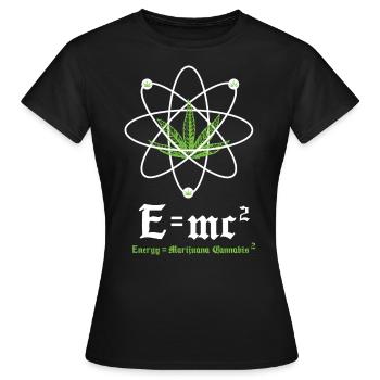 Théorie de la relativité: énergie = fumée de cannabis - T-shirt Femme - noir - Devant - AI Model Female 172 dark (172cm)