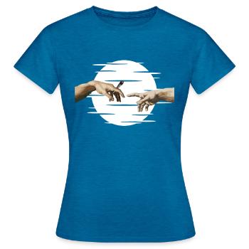 Michelangelo Pass the joint Weed Druffi Trippy - Women's T-Shirt - antique blue sapphire heather - Front - AI Model Female 172 dark (172cm)