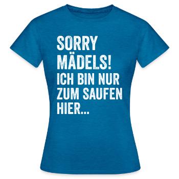 Désolé les filles - T-shirt Femme - bleu saphir antique chiné - Devant - AI Model Female 172 dark (172cm)