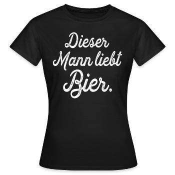 Cet homme aime la bière - T-shirt Femme - noir - Devant - AI Model Female 172 dark (172cm)
