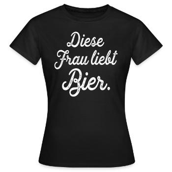 Cette femme aime la bière - T-shirt Femme - noir - Devant - AI Model Female 172 dark (172cm)