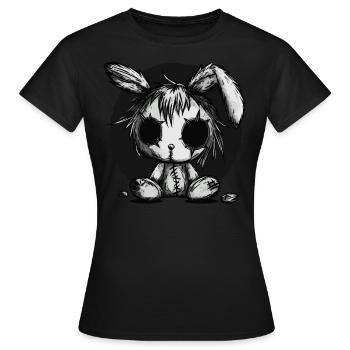 Mignon lapin effrayant - T-shirt Femme - noir - Devant - AI Model Female 172 dark (172cm)