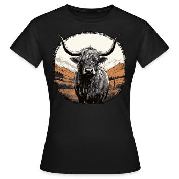 Schottisches Hochlandrind - Frauen T-Shirt - Schwarz - Vorne - AI Model Female 172 dark (172cm)