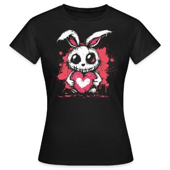 Mignon lapin effrayant - T-shirt Femme - noir - Devant - AI Model Female 172 dark (172cm)