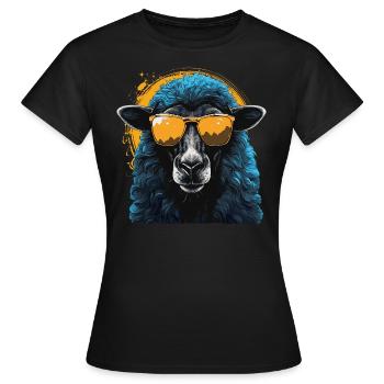 Mouton cool avec des lunettes de soleil - T-shirt Femme - noir - Devant - AI Model Female 172 dark (172cm)