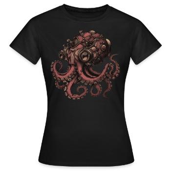 Steampunk Kraken - T-shirt Femme - noir - Devant - AI Model Female 172 dark (172cm)