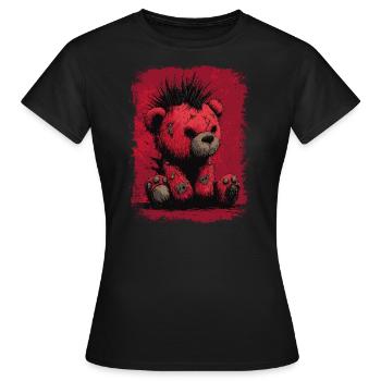 Ours en peluche punk mignon - T-shirt Femme - noir - Devant - AI Model Female 172 dark (172cm)