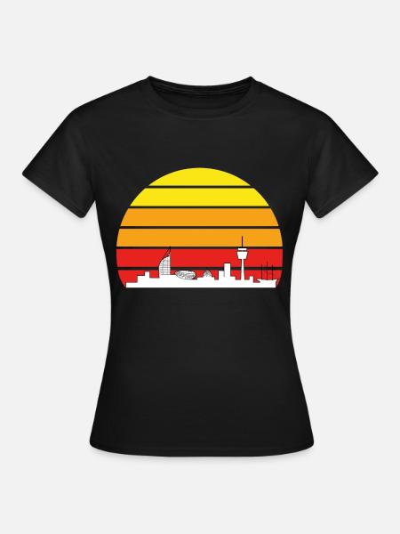 Bremerhaven Skyline Sonnenuntergang Vintage - Frauen T-Shirt - Schwarz