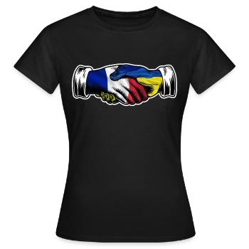 Ich stehe mit der Ukraine Frankreich Französische Flagge - Frauen T-Shirt - Schwarz - Vorne - AI Model Female 172 dark (172cm)