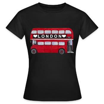 London roter Bus Doppeldecker England Tourist City - Frauen T-Shirt - Schwarz - Vorne - AI Model Female 172 dark (172cm)