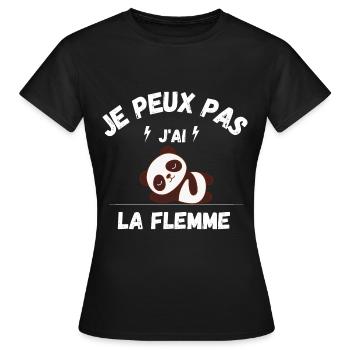 JE PEUX PAS J AI LA FLEMME T-shirt Humour Panda - T-shirt Femme - noir - Devant - AI Model Female 172 dark (172cm)