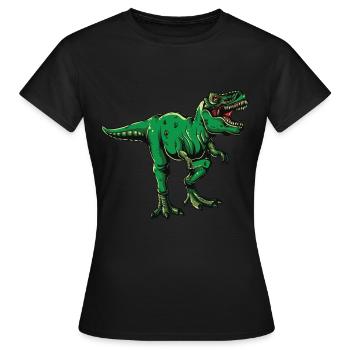 t-rex dino dinosaur heartbeat primeval chalk - Women's T-Shirt - black - Front - AI Model Female 172 dark (172cm)