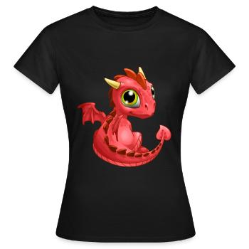 Bébé Dragon Rouge | Mignon bébé dragon rouge - T-shirt Femme - noir - Devant - AI Model Female 172 dark (172cm)