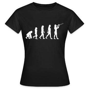 Weibliche Posaune Posaunenspielerin Evolution - Frauen T-Shirt - Schwarz - Vorne - AI Model Female 172 dark (172cm)