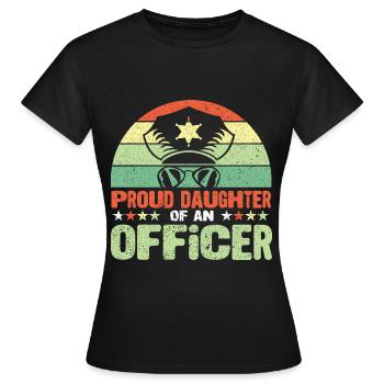 Policier De police Pouvoir d’État PoliceWoman - T-shirt Femme - noir - Devant - AI Model Female 172 dark (172cm)