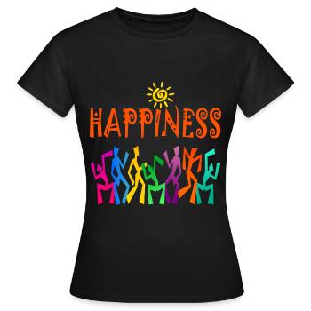 HAPPINESS - Frauen T-Shirt - Schwarz - Vorne - AI Model Female 172 dark (172cm)
