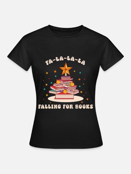 Fa-la-la-la Buchliebe – Weihnachtsbaum aus Büchern - Dame-T-shirt - sort