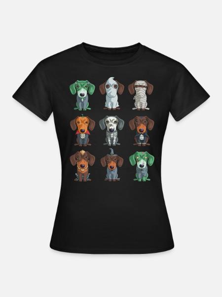 Niedlicher Dackel Halloween lustiger Weiner für - Frauen T-Shirt - Schwarz