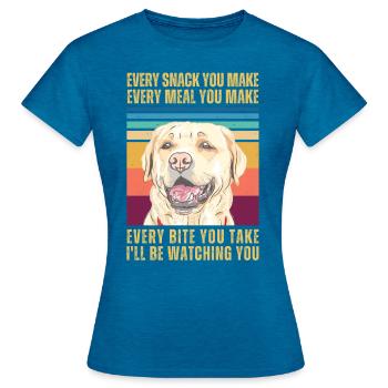 BEOBACHTEN VON RETRIEVER - Frauen T-Shirt - Antikblaues Saphir meliert - Vorne - AI Model Female 172 dark (172cm)
