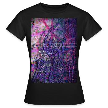 Glitch Totenkopf - Frauen T-Shirt - Schwarz - Vorne - AI Model Female 172 dark (172cm)