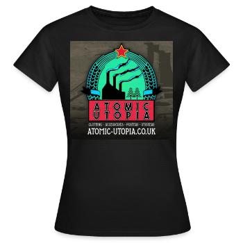 Atomic Utopia - Website Promo - Women's T-Shirt - black - Front - AI Model Female 172 dark (172cm)