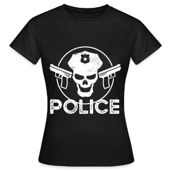 Policier De police Pouvoir d’État PoliceWoman - T-shirt Femme - noir - Devant - AI Model Female 172 dark (172cm)