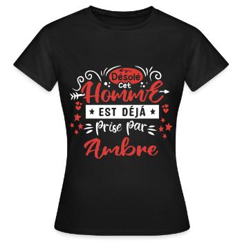 Cadeau Homme déja pris par Ambre - T-shirt Femme - noir - Devant - AI Model Female 172 dark (172cm)