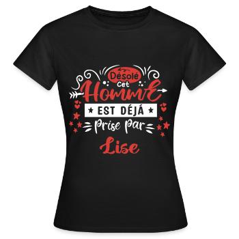 Cadeau Homme déja pris par Lise - T-shirt Femme - noir - Devant - AI Model Female 172 dark (172cm)