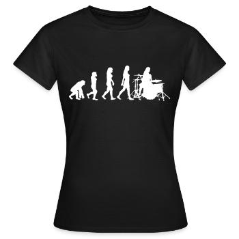 Drummerin Evolution Schlagzeug Schlagzeugerin - Frauen T-Shirt - Schwarz - Vorne - AI Model Female 172 dark (172cm)