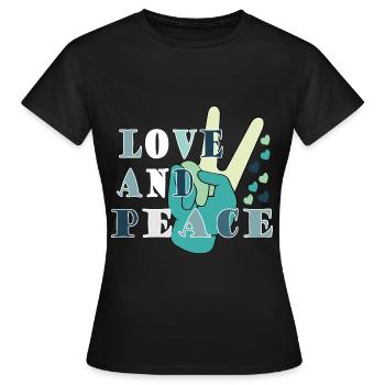 Love Peace Frieden Harmonie - Frauen T-Shirt - Schwarz - Vorne - AI Model Female 172 dark (172cm)