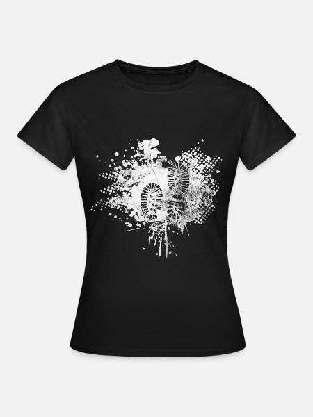 Spritzer - Wanderer Fußabdruck - (3) - Frauen T-Shirt - Schwarz