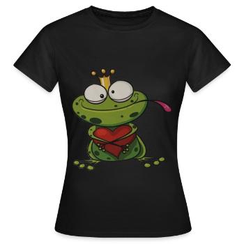 Grenouille au cœur du roi grenouille - T-shirt Femme - noir - Devant - AI Model Female 172 dark (172cm)