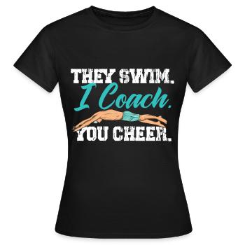 Swimming design for a swimming instructor - Women's T-Shirt - black - Front - AI Model Female 172 dark (172cm)