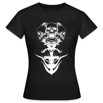 Kreuz mit Totenkopf - Frauen T-Shirt - Schwarz - Vorne - AI Model Female 172 dark (172cm)