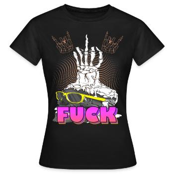 Skull with middle fin and fuck - Women's T-Shirt - black - Front - AI Model Female 172 dark (172cm)