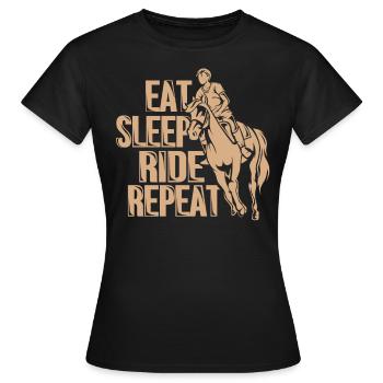 Chevaux Eat Sleep Repeat Équitation Cavalier Cadeau - T-shirt Femme - noir - Devant - AI Model Female 172 dark (172cm)