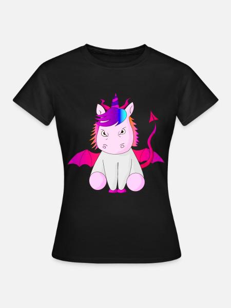 Licorne diable corne cadeau idée vecteur mal - T-shirt Femme - noir