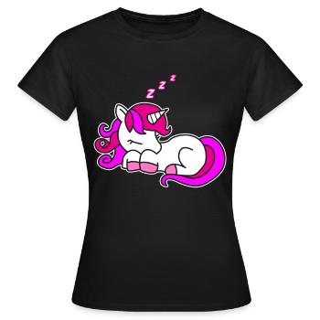 Süßes schlafendes Einhorn Kinder Geschenk Idee - Frauen T-Shirt - Schwarz - Vorne - AI Model Female 172 dark (172cm)