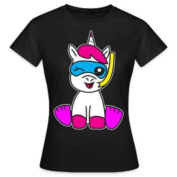 Einhorn am Badespass Schnorcheln Kinder Geschenk - Frauen T-Shirt - Schwarz - Vorne - AI Model Female 172 dark (172cm)