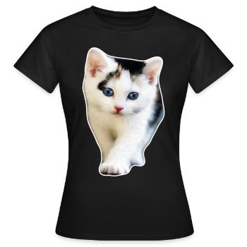 Katze Kätzchen süße Mietzekatze Geschenkidee - Frauen T-Shirt - Schwarz - Vorne - AI Model Female 172 dark (172cm)